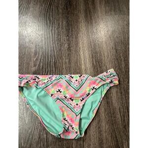 Rue Bleu by rue21 Bikini Bottoms Medium Pink Mint Tribal Geometric Ruched Sides